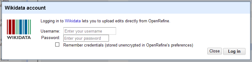 The Wikidata authorization window in OpenRefine.